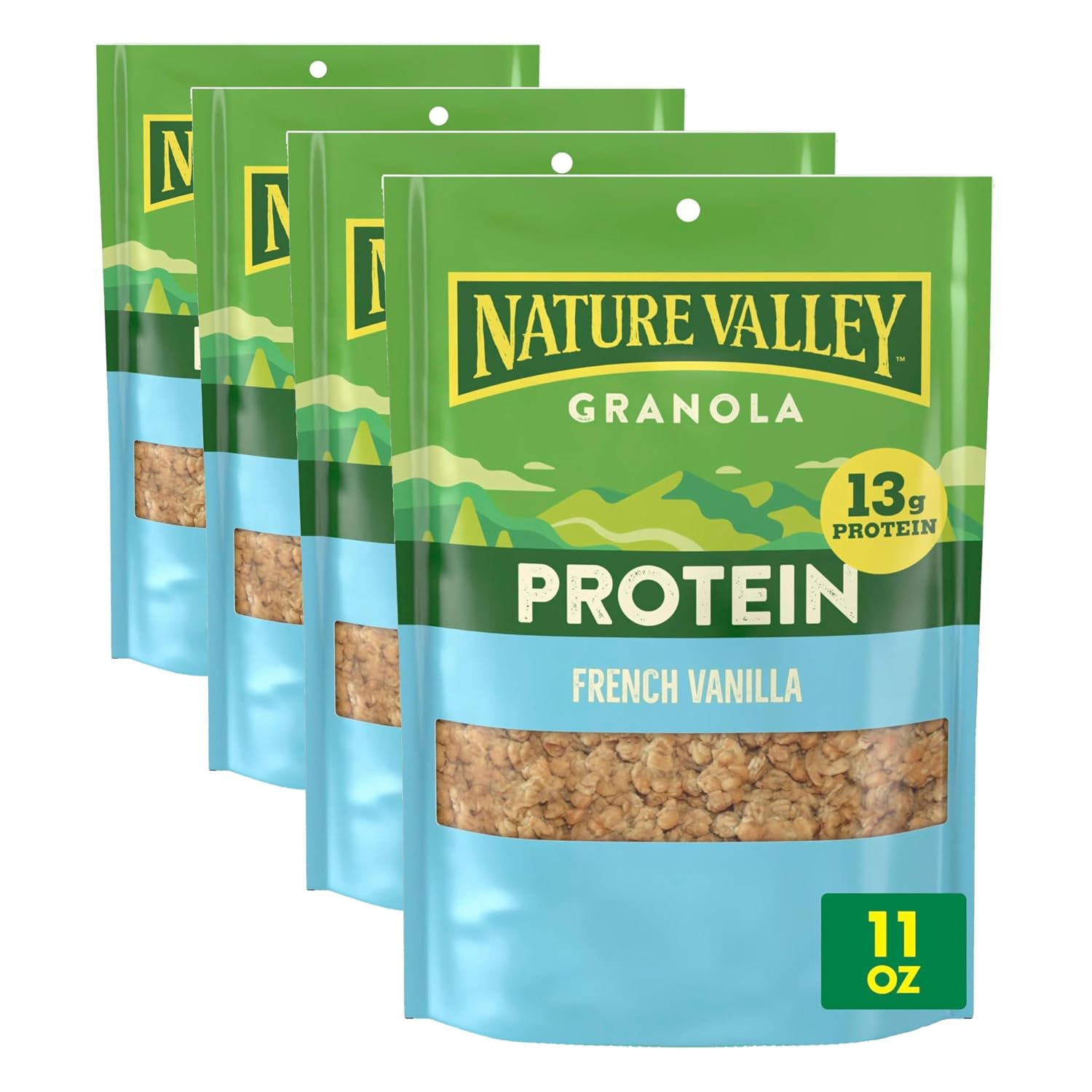 Nature Valley Oats & Honey Protein Granola, Resealable Pouch, 11 oz | 13g Protein & 33g Whole Grain per Serving, Good Source of Fiber, No Artificial Flavors or Colors