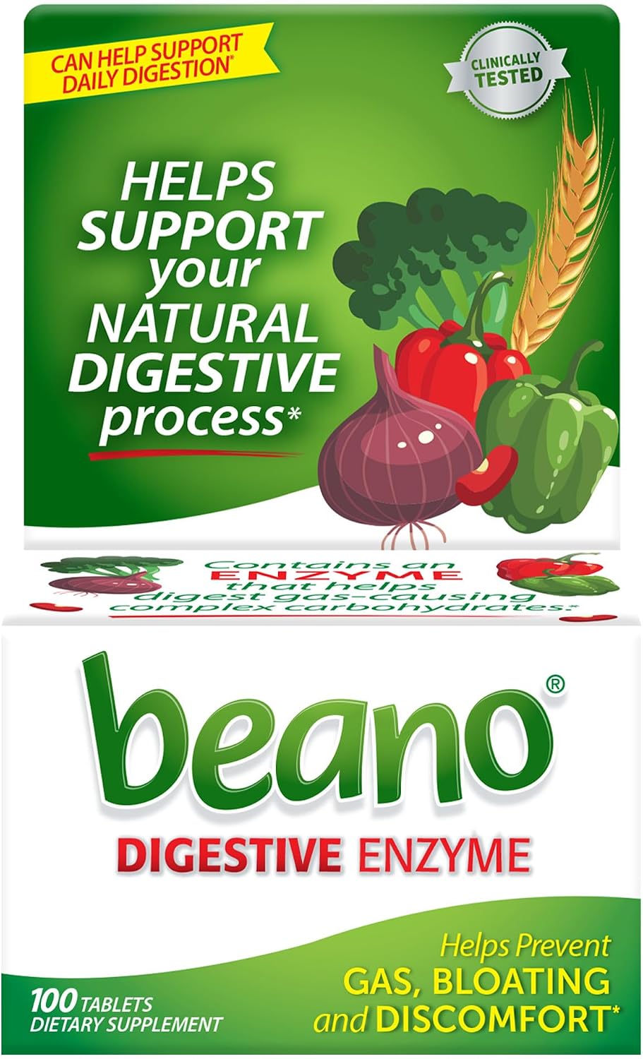 Beano Digestive Enzyme, Helps Prevent Gas & Bloating, 100 Tablets