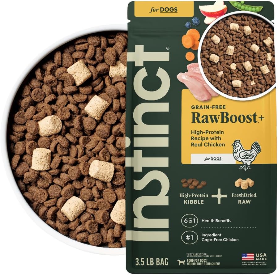 Instinct RawBoost, Dry Dog Food + Freeze Dried, Real Beef, 10 lb. Bag | High-protein kibble with FreshDried raw bites, USA-raised beef, grain-free recipe, 6-in-1 health benefits