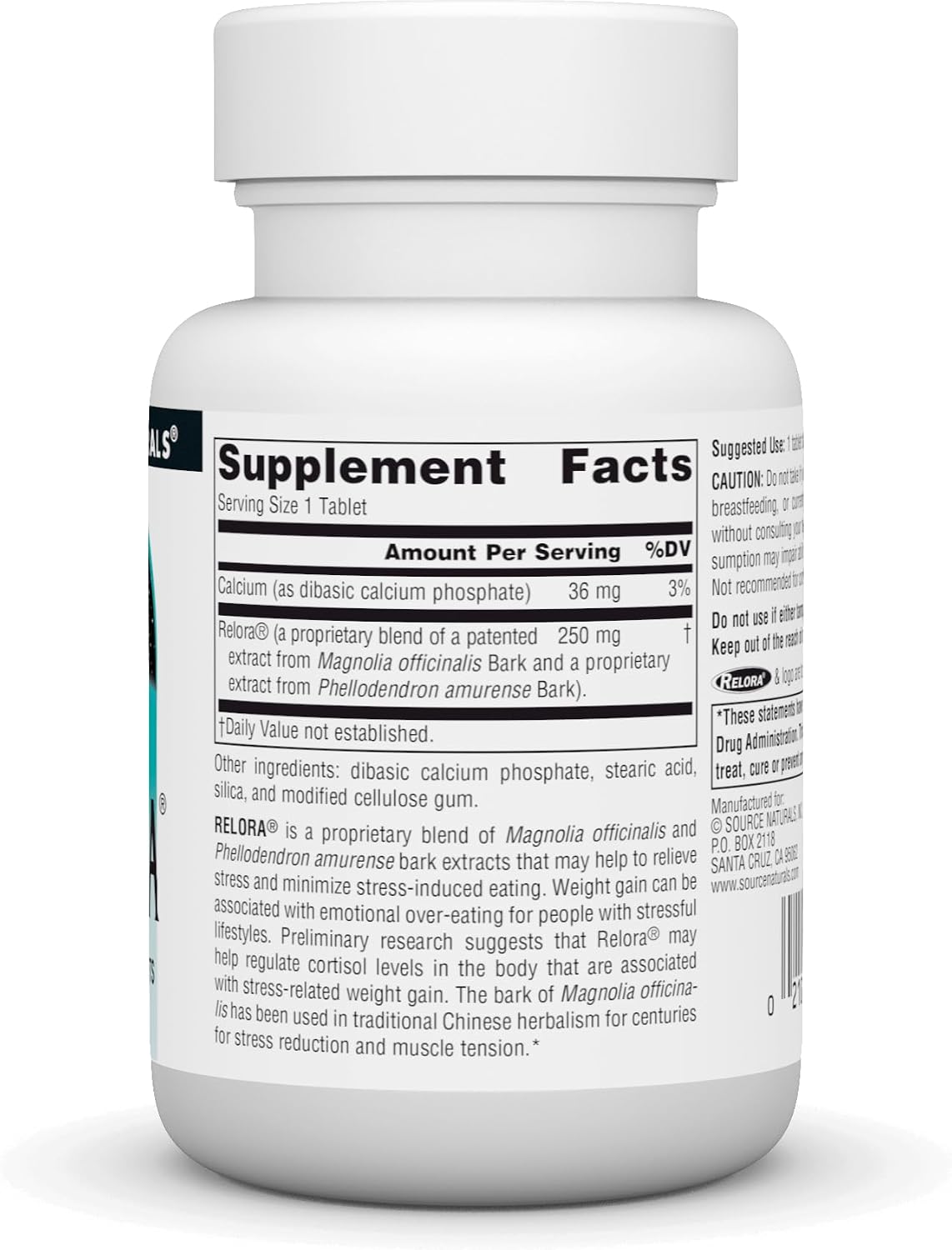 Source Naturals Relora, Promotes Healthy Eating Behavior and Muscle Relaxation Support*- 250 mg - 90 Tablets