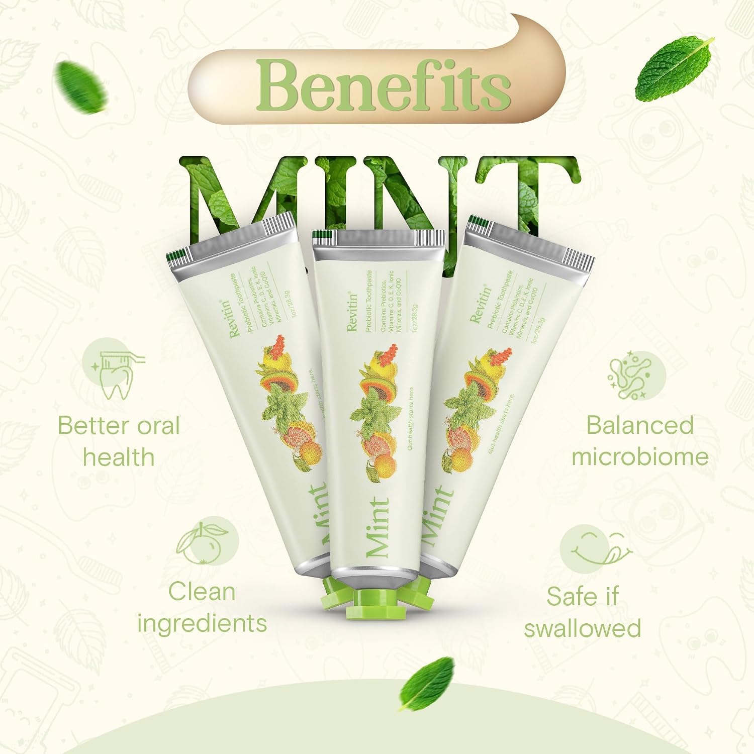 Revitin Toothpaste | Fluoride-Free Prebiotic Citrus Tooth Gel | No SLS, Gluten Free, Dye Free, GMO Free, No Sweeteners | Non-Toxic, Kid Approved