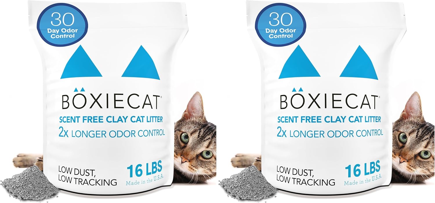 Boxie Premium Unscented Clumping Cat Litter 30+ Day Odor Control 16 lb