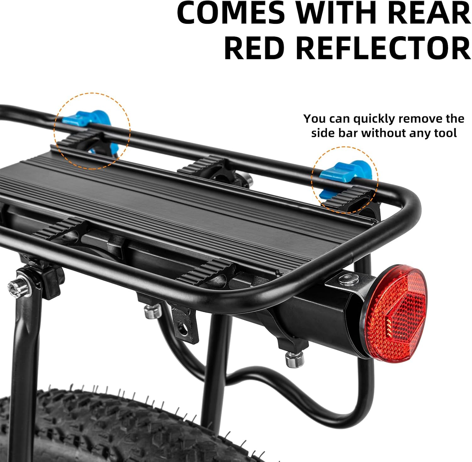 ROCKBROS Rear Bike Rack Quick Release Bike Cargo Rack for Luggage Commuting | Easy to install,heavy duty steel,red reflector,side protection,quick release system,rear back pannier rack with intructions