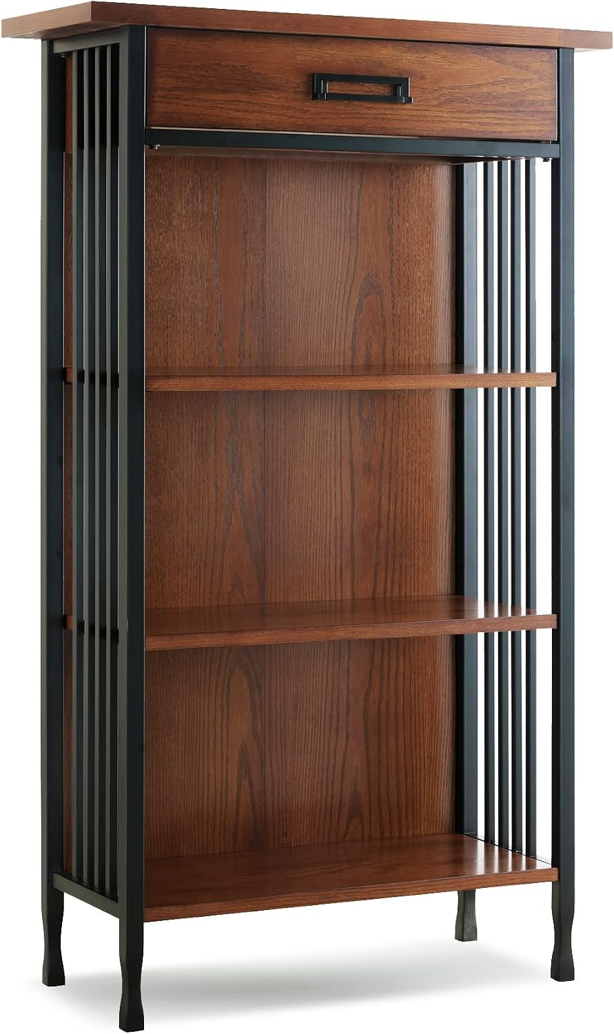 Leick Home Mission Corner Bookcase, 36", Mission Oak | Adjustable Shelves, Freestanding, Traditional, Wood, Furniture, 82263