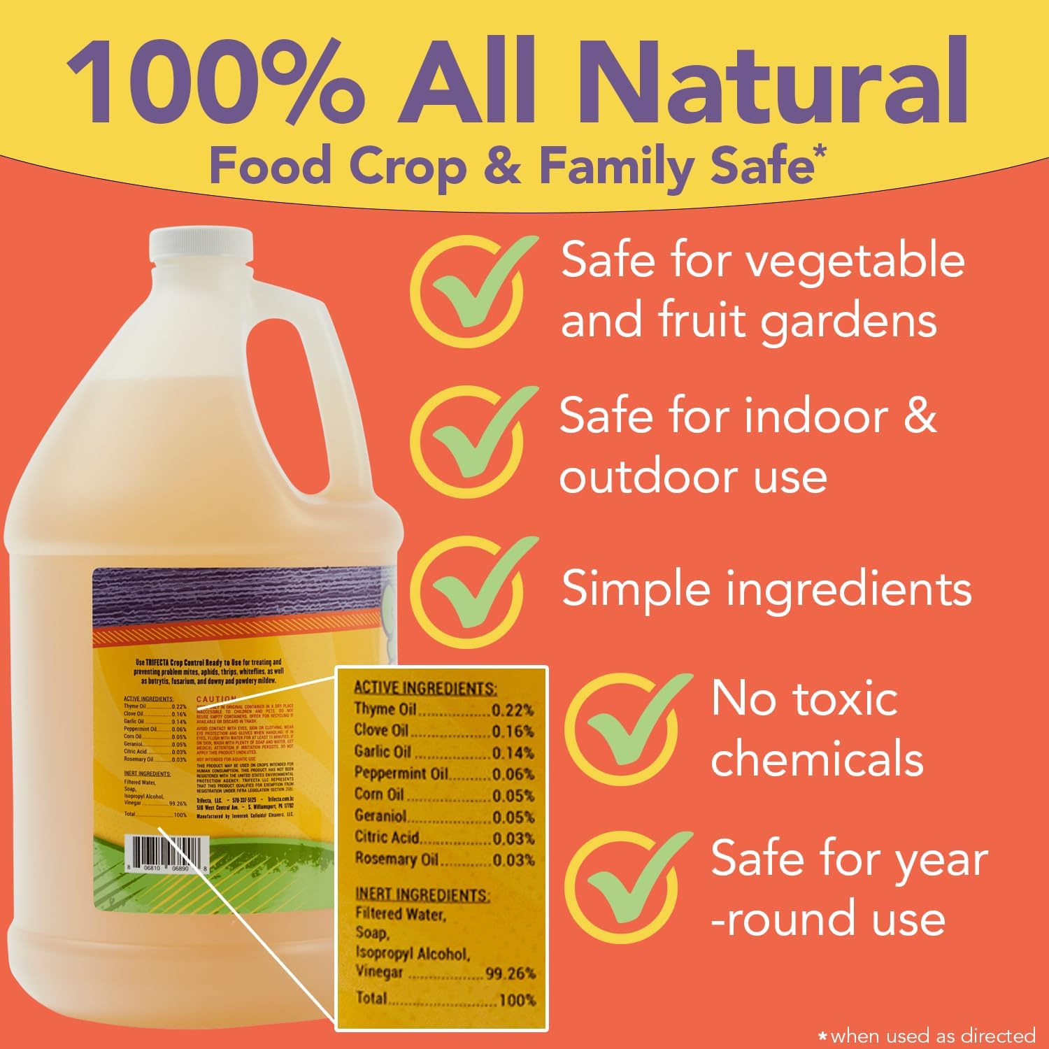Trifecta Crop Control Super Concentrate | 4 oz | All-in-One Pesticide, Fungicide, Miticide And Insecticide | For Spider Mites, Mildew, Mold And Botrytis