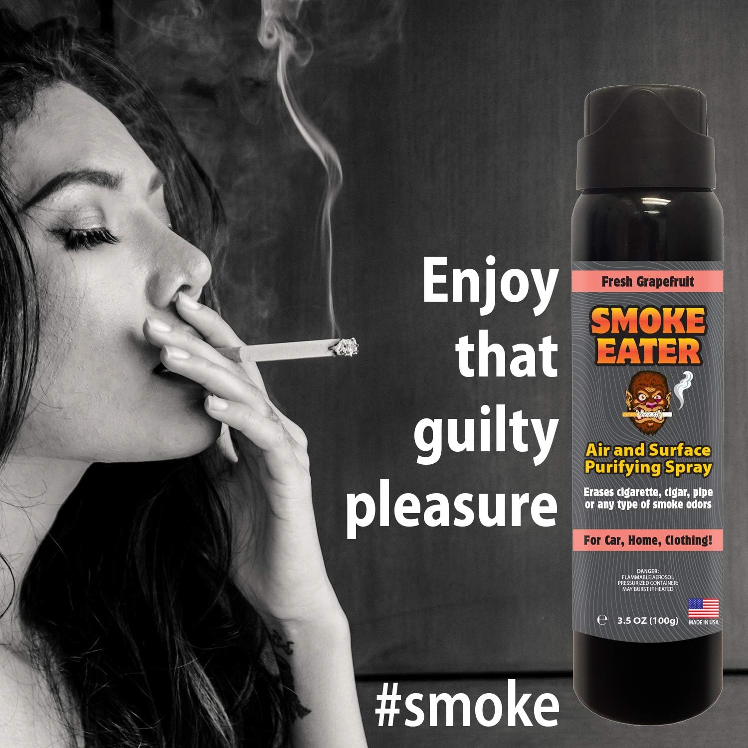 Smoke Eater Odor Eliminator Spray & Air Freshener, Lavender, 4 oz | Cigarette, Cigar, Cannabis & Tobacco, For Car, Home, Clothes, Travel Size, Tea Tree Oil Formula, Non-Aerosol Pump Spray