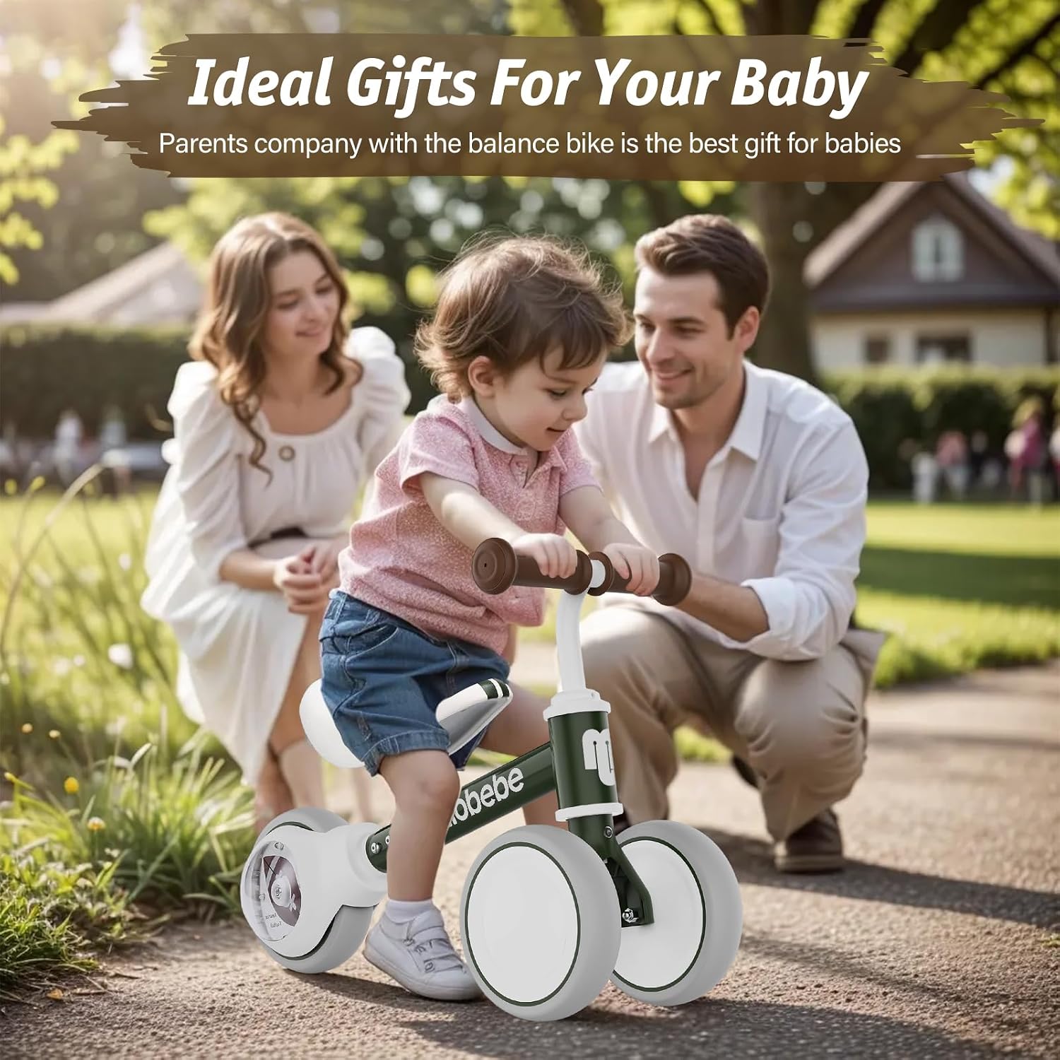 Baby Balance Bike, Cute Toddler Bikes 12-36 Months Gifts for 1 Year Old Girl Bike to Train Baby from Standing to Running with Adjustable Seat Silent & Soft 3 Wheels
