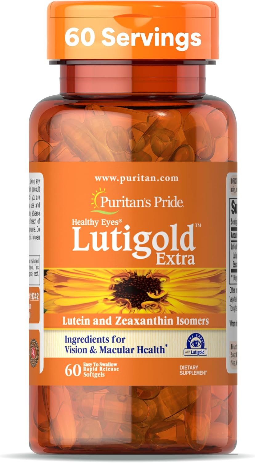 Puritan's Pride Premium Healthy Eyes Lutigold™ Extra Lutein | With Meso-Zeaxanthin and Zeaxanthin for Men and Women, Vision Health Support
