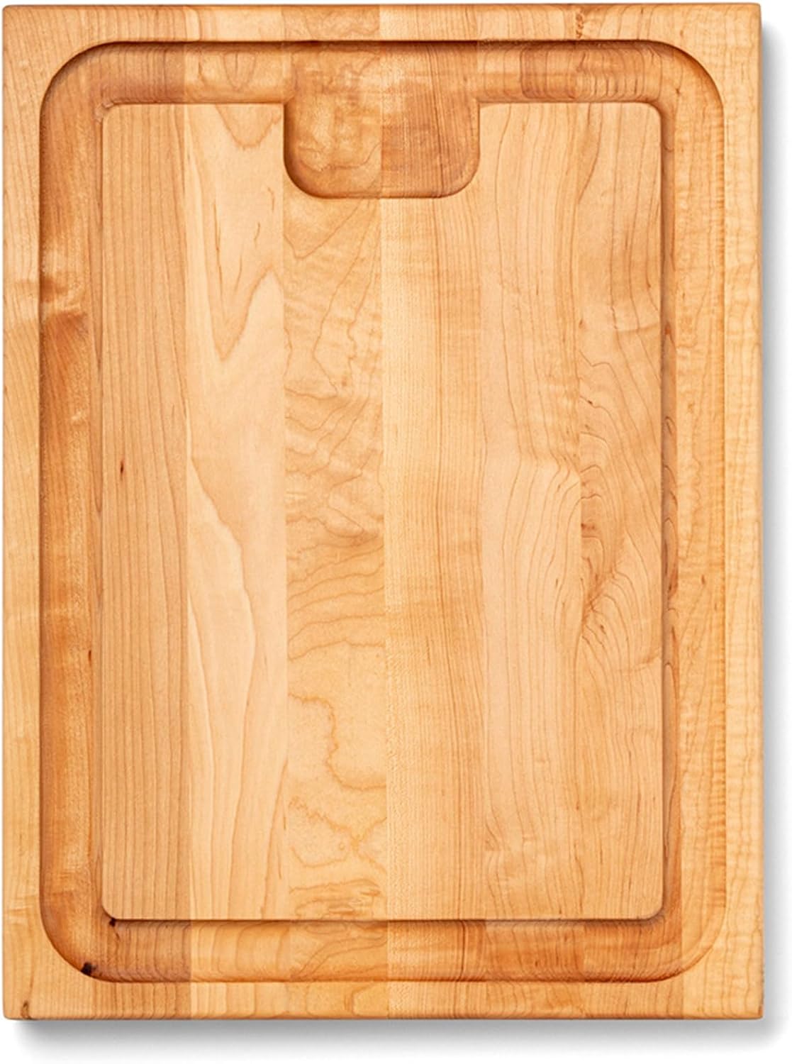 John Boos Aujus Series Rectangular Wooden Maple Cutting Board 20”x15” – 1.5” Thick, 12-lb Reversible Butcher Block with Sloped Juice Groove, Edge-Grain & Finger Grips – Made in the USA