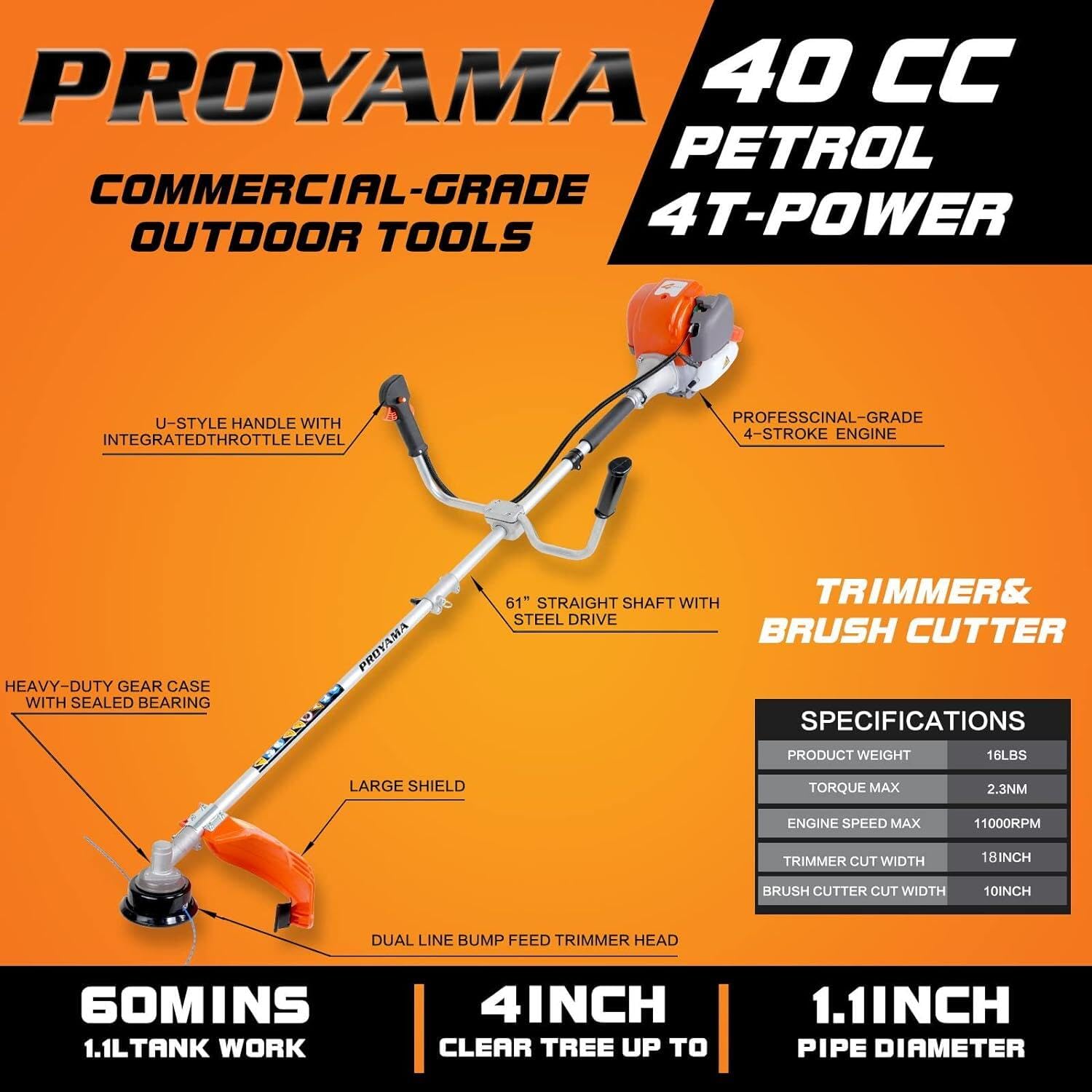 PROYAMA 26cc Gas Powered Weed Eater Wacker, String Trimmer, Brush Cutter