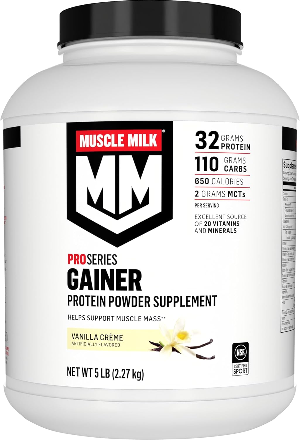 Muscle Milk Gainer Protein Powder, Vanilla Creme, 32g Protein, 5 Pound