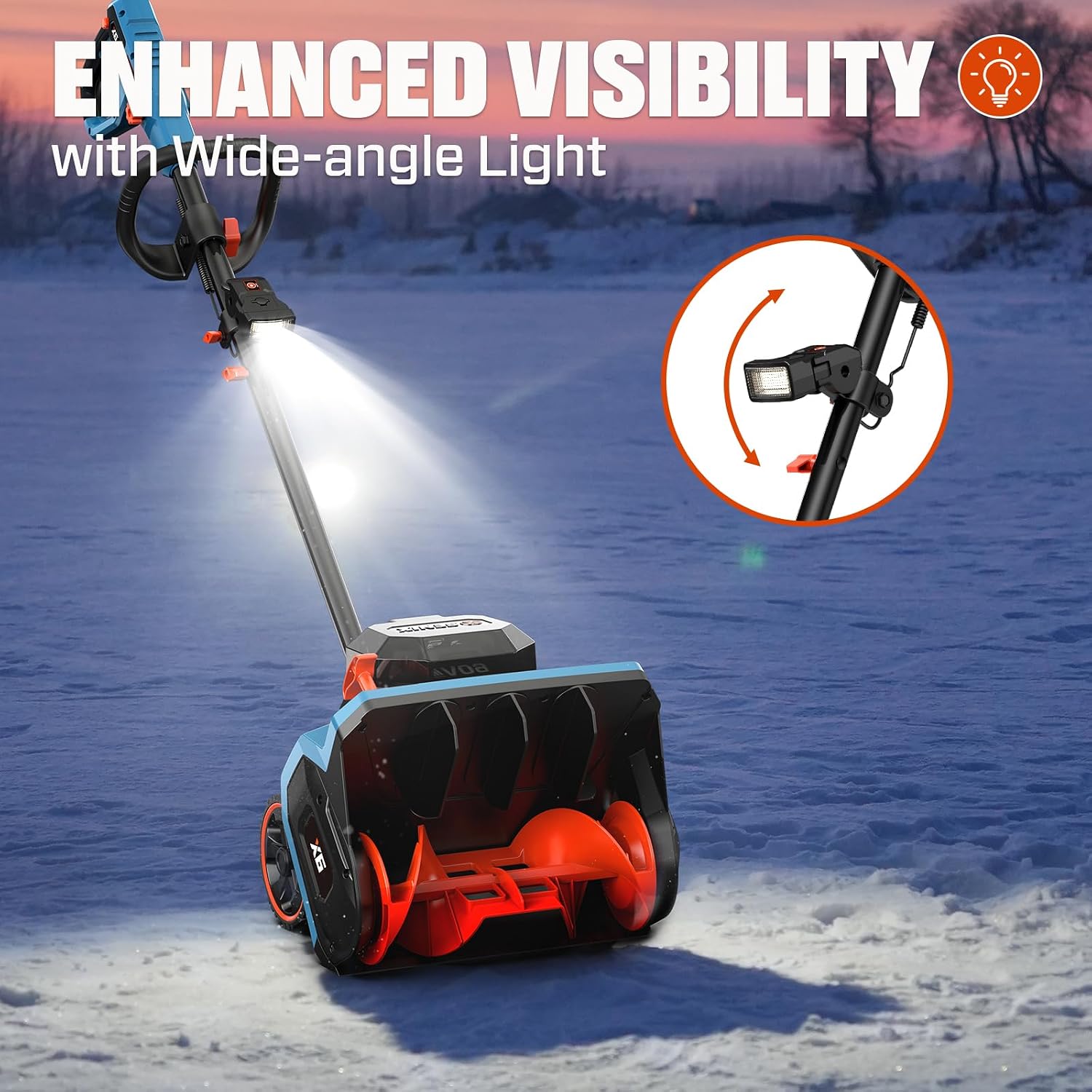 SENIX Cordless Snow Shovel, 40V | 13-Inch | 6-Inch | 8000mAh Snow Blower | 20FT Max Throw Distance, Plows 375lbs/Min, with Auxiliary Handle for Patio, Deck, Driveway