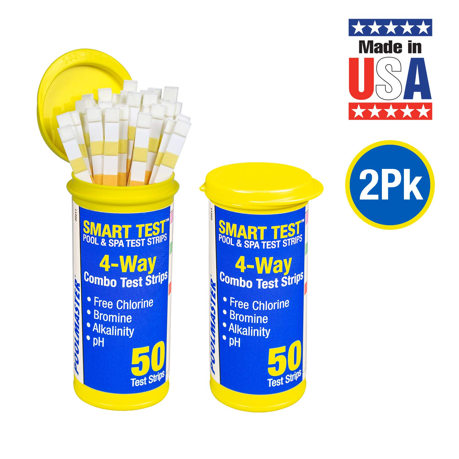 Poolmaster 22212 Smart Test 6-Way Swimming Pool and Spa Water Chemistry Test Strips, 50 count,White