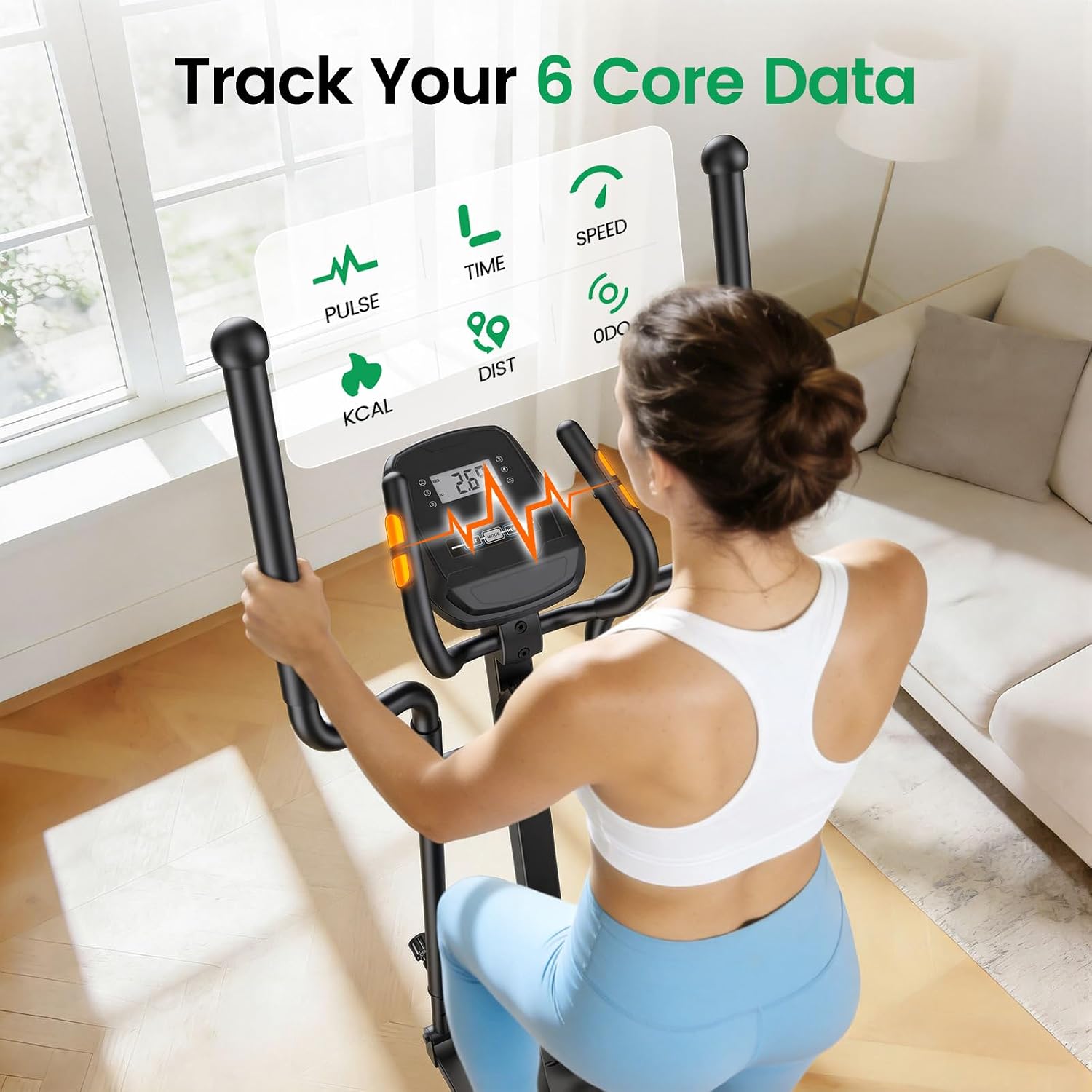 ANCHEER Elliptical Exercise Machine for Home, Foldable Magnetic Elliptical Trainer with 16" Stride, 16 Resistance Levels, Adjustable Pedals, LCD Monitor & Pulse Sensor, 550 LBS Weight Capacity