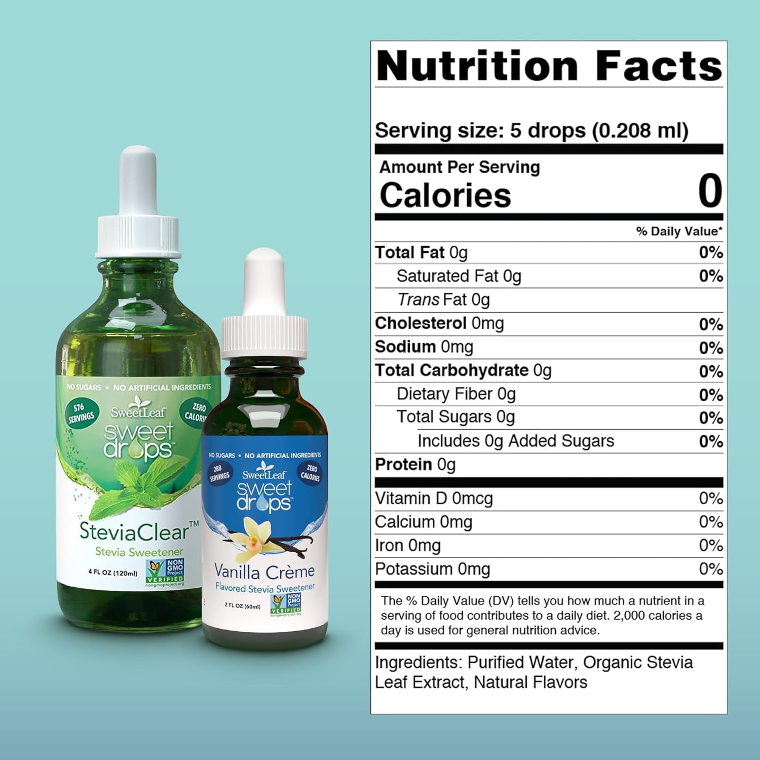 SweetLeaf Stevia Drops Liquid Sweetener, SteviaClear - 4 Fl Oz, Pack of 2 | Unflavored Sweet Drops, Organic Stevia Leaf Extract, Zero Calorie, No Erythritol, Sugar Substitute, With Dropper