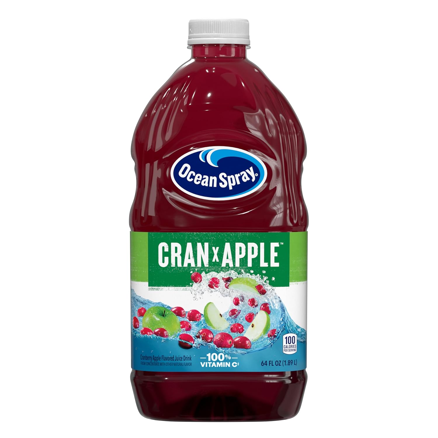 Ocean Spray® Cran-Apple™ Juice Drink, 64 Ounce Bottle, 8 Count | Ocean Spray® Cran-Apple™ Juice Drink, Made with Real Fruit Juice, 64 Fluid Ounce Bottle