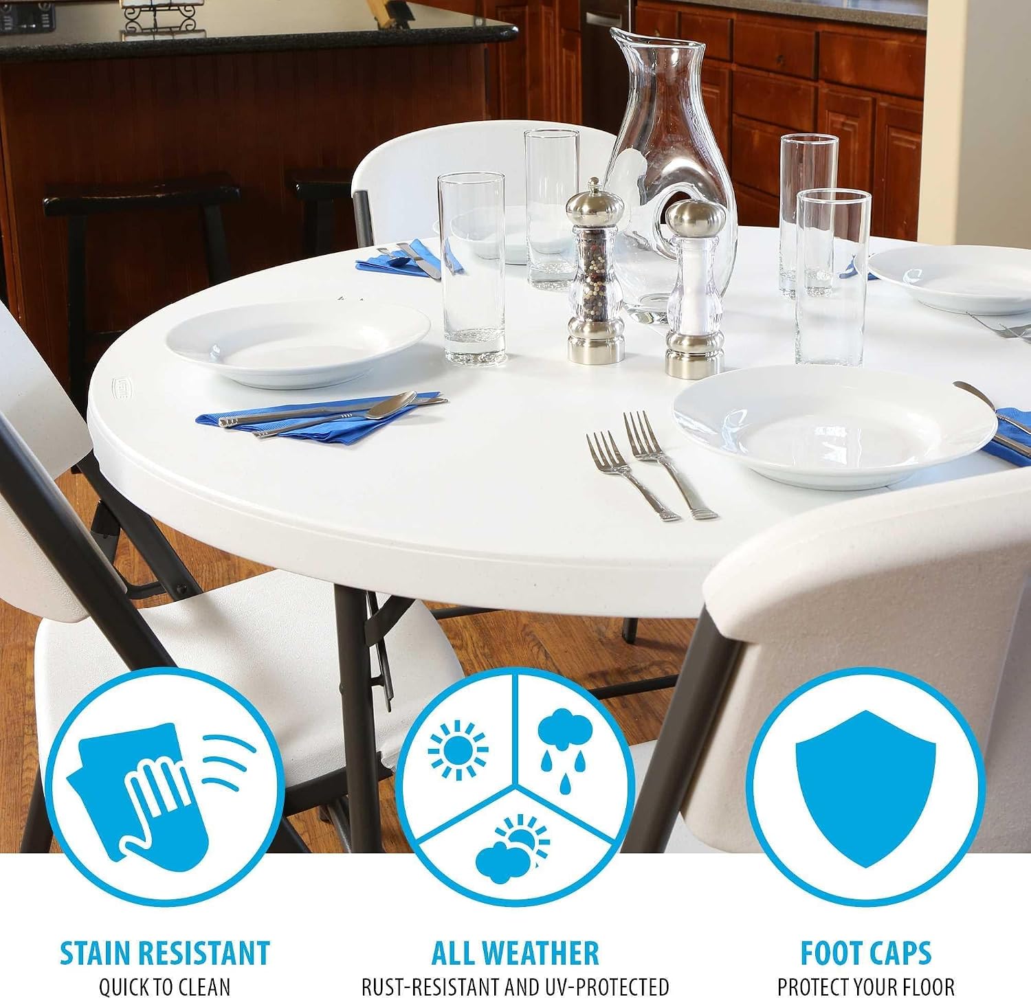 LIFETIME Light Commercial Fold-in-Half Round Table, 4-Foot