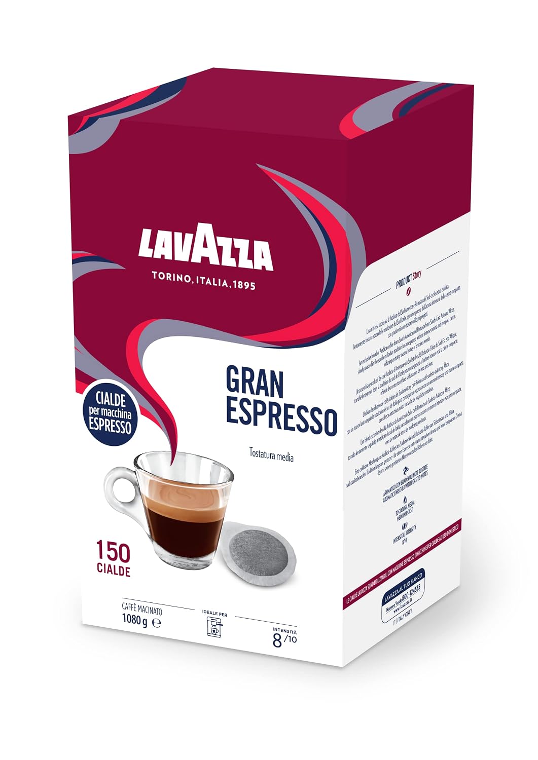 Lavazza Gran Espresso Single-Serve Coffee Pods, Dark Espresso Roast, Pack of 150