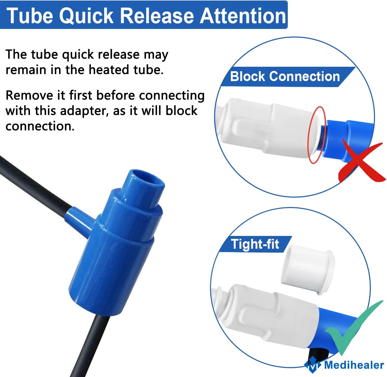 Medihealer Tubing Adapter -Tubing Adapter Compatible with AirSense 10 & for AirCurve 10 Series,for System One Series, for S9/S10 Series Machines