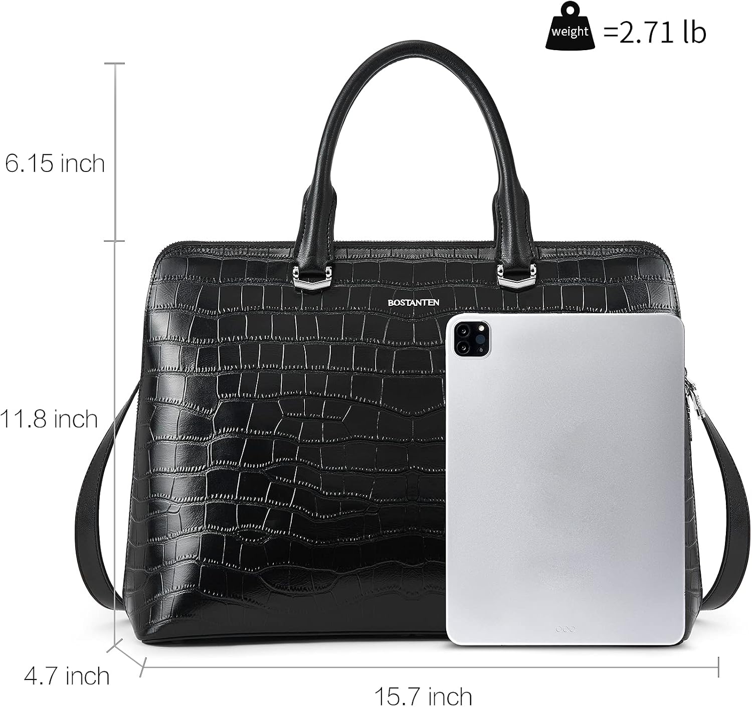 BOSTANTEN Briefcase for Women Leather 15.6 inch Laptop Shoulder Bag Office Work Crossbody Handbag