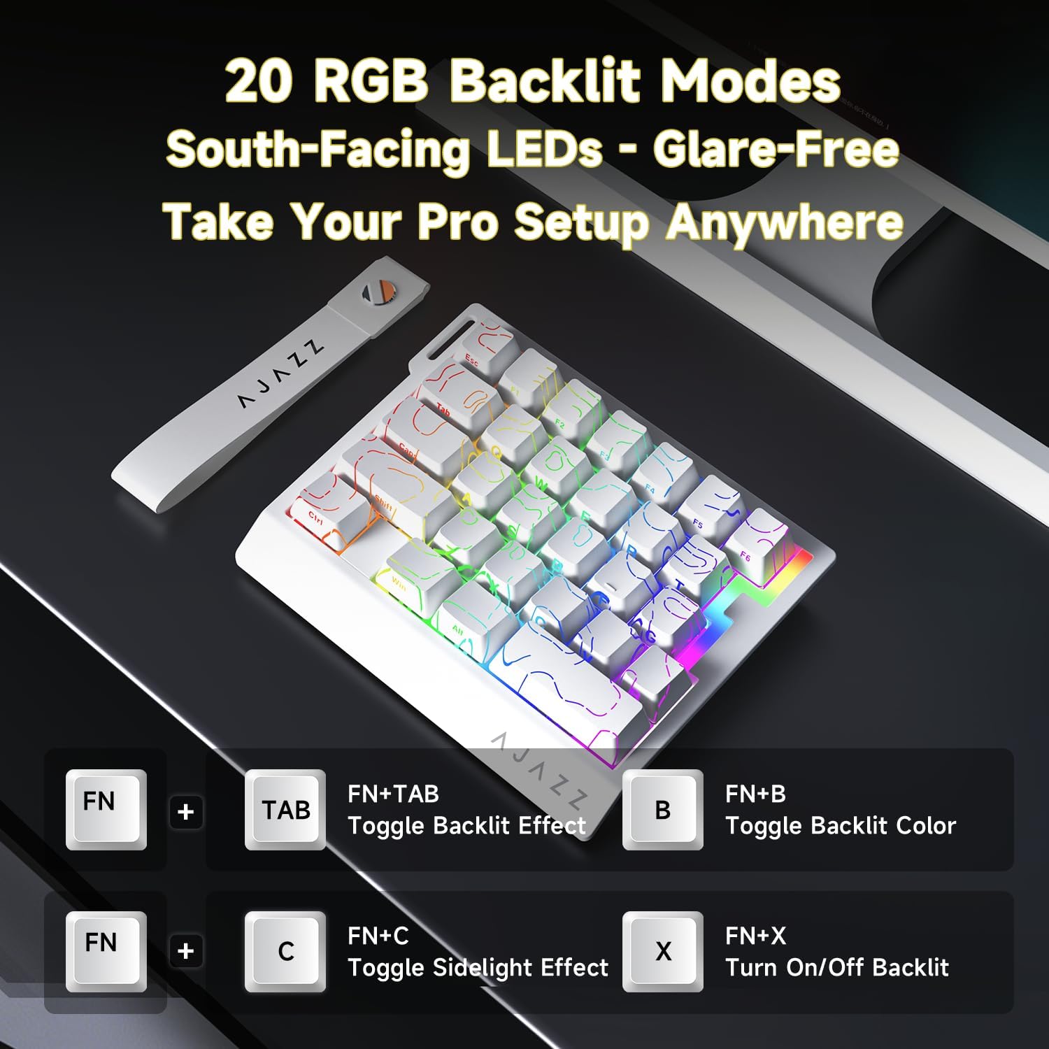 AJAZZ AK029 Wired One-Handed Hall Effect Mechanical Gaming Keypad, 29 Keys | Magnetic Switch, Rapid Trigger, 8KHz Polling, SOCD/DKS, RGB Backlit, Web Driver Customizable, Portable, Black Gray