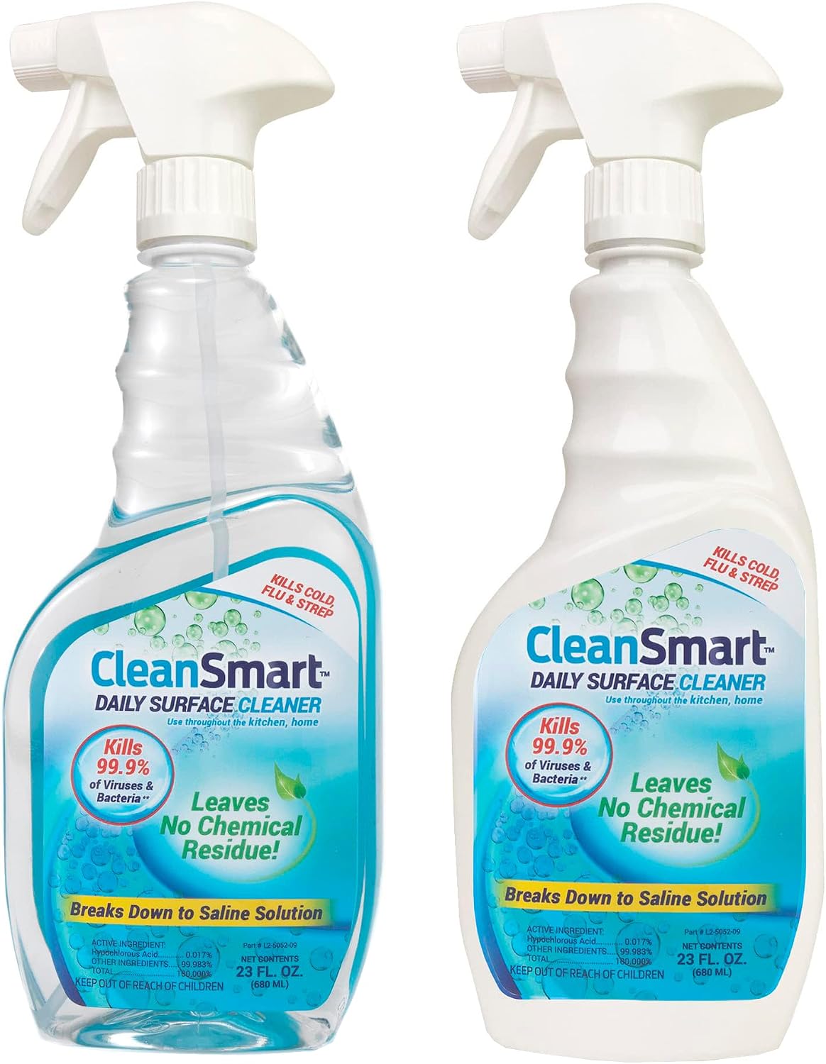 CleanSmart Daily Surface Cleaner and Pet-Safe Disinfectant, 23 oz (2 pack) | Hypochlorous Acid Spray Kills 99.9% of Viruses and Bacteria, No Harsh Residue, Food Contact Surface Sanitizer, No Rinse