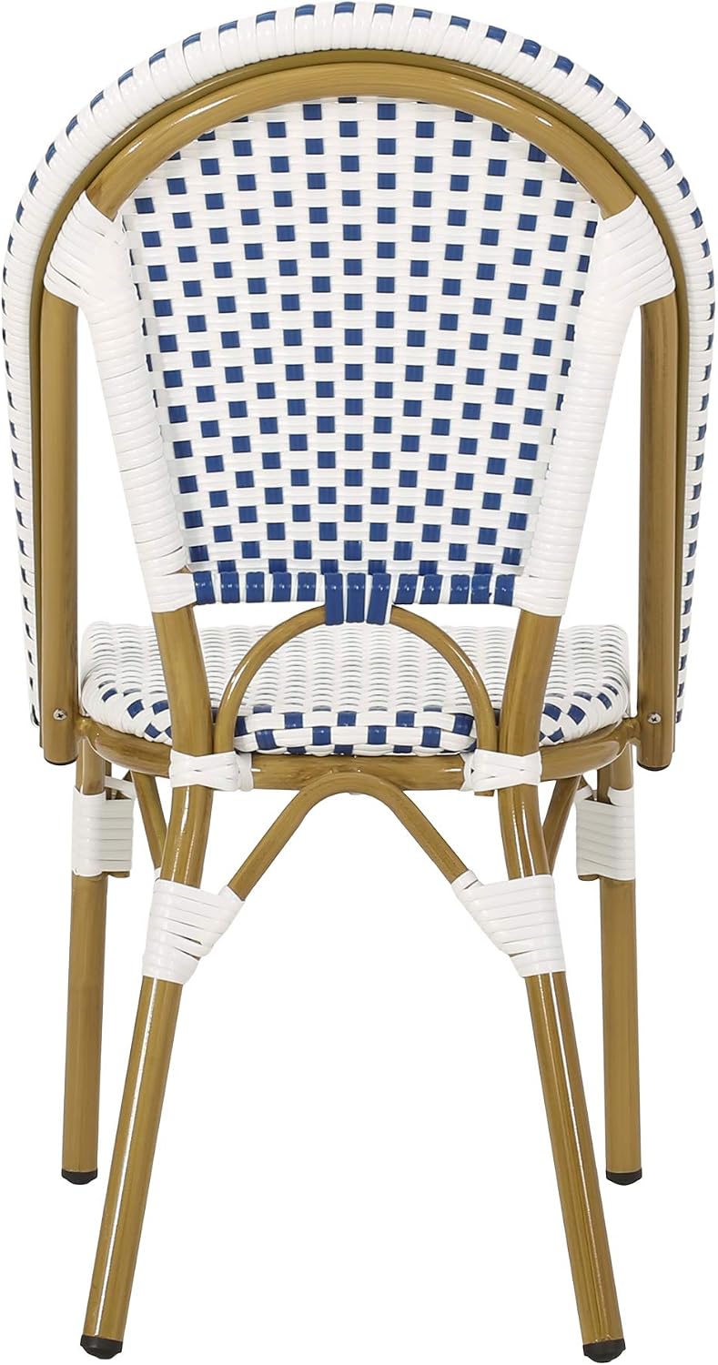 Christopher Knight Home Philomena Outdoor French Bistro Chair (Set of 4), Black + White + Bamboo Print Finish