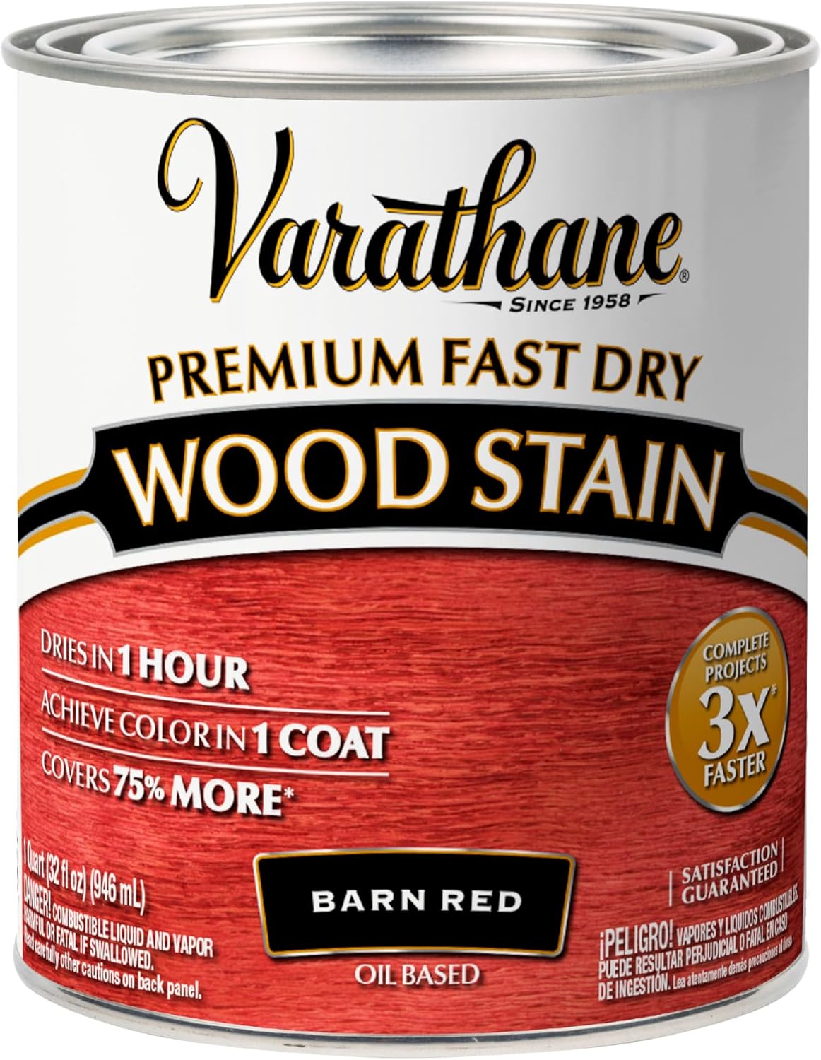 Varathane Premium Fast Dry Weathered Gray Wood Stain | Oil-Based, 1 Coat Color, 1 Hour Dry Time, Interior Wood Stain, Furniture, Cabinets, Doors, Covers Up to 275 Sq Ft, Quart