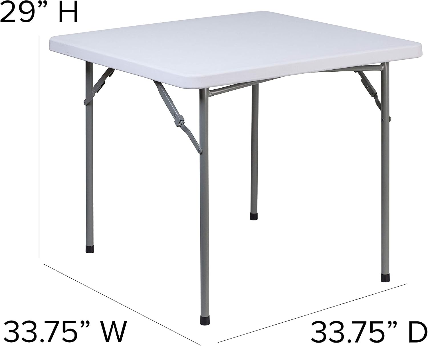 EMMA + OLIVER 2.81-Foot Square Granite White Plastic Card and Game Table