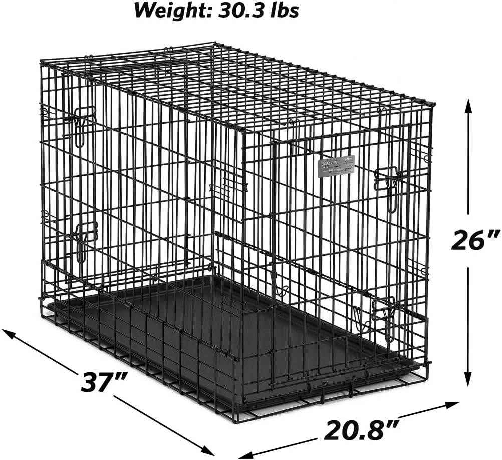 MidWest Homes for Pets Solutions Series Large Side-by-Side SUV Dog Crate, Double Door Folding Metal Cage Designed to Fit in SUVs & Vans, for Dogs up to 90 Lbs
