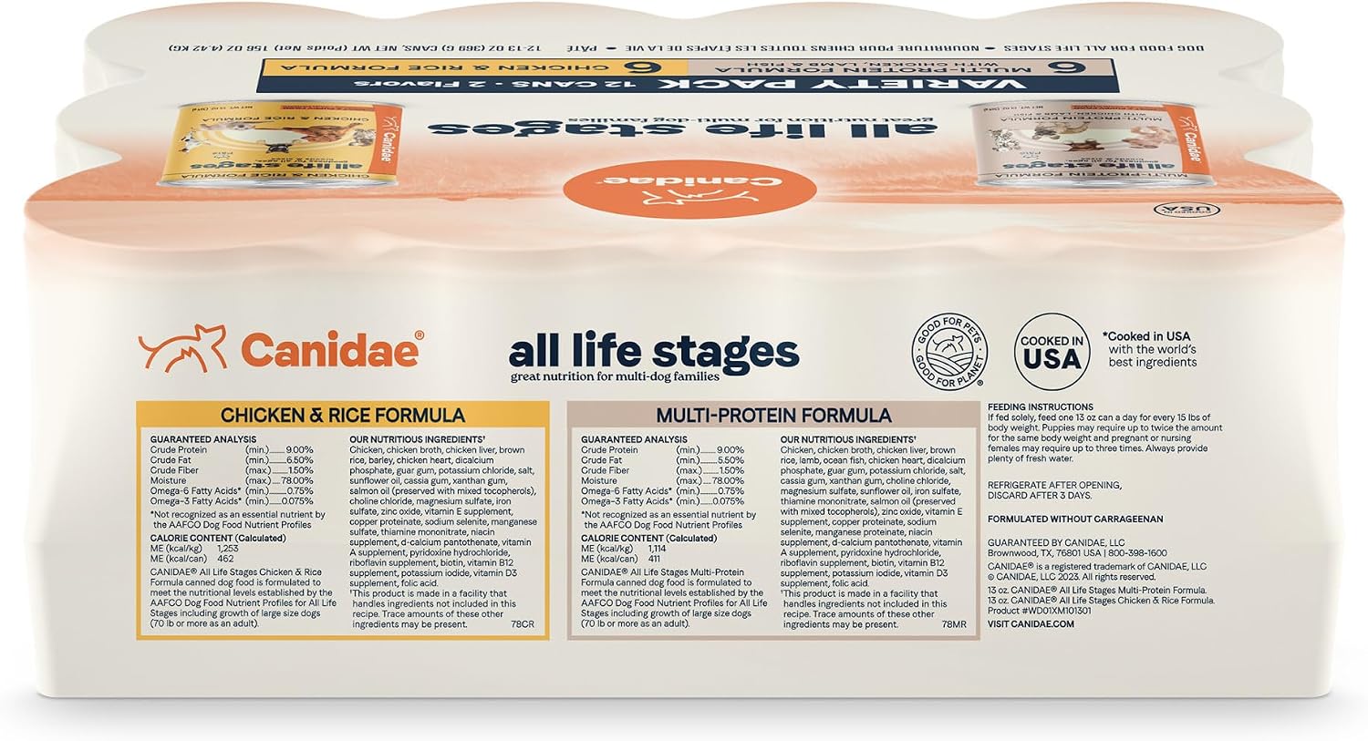 Canidae All Life Stages Premium Wet Dog Food for All Breeds, All Ages, Chicken & Rice Recipe, 13 oz. (Case of 12)