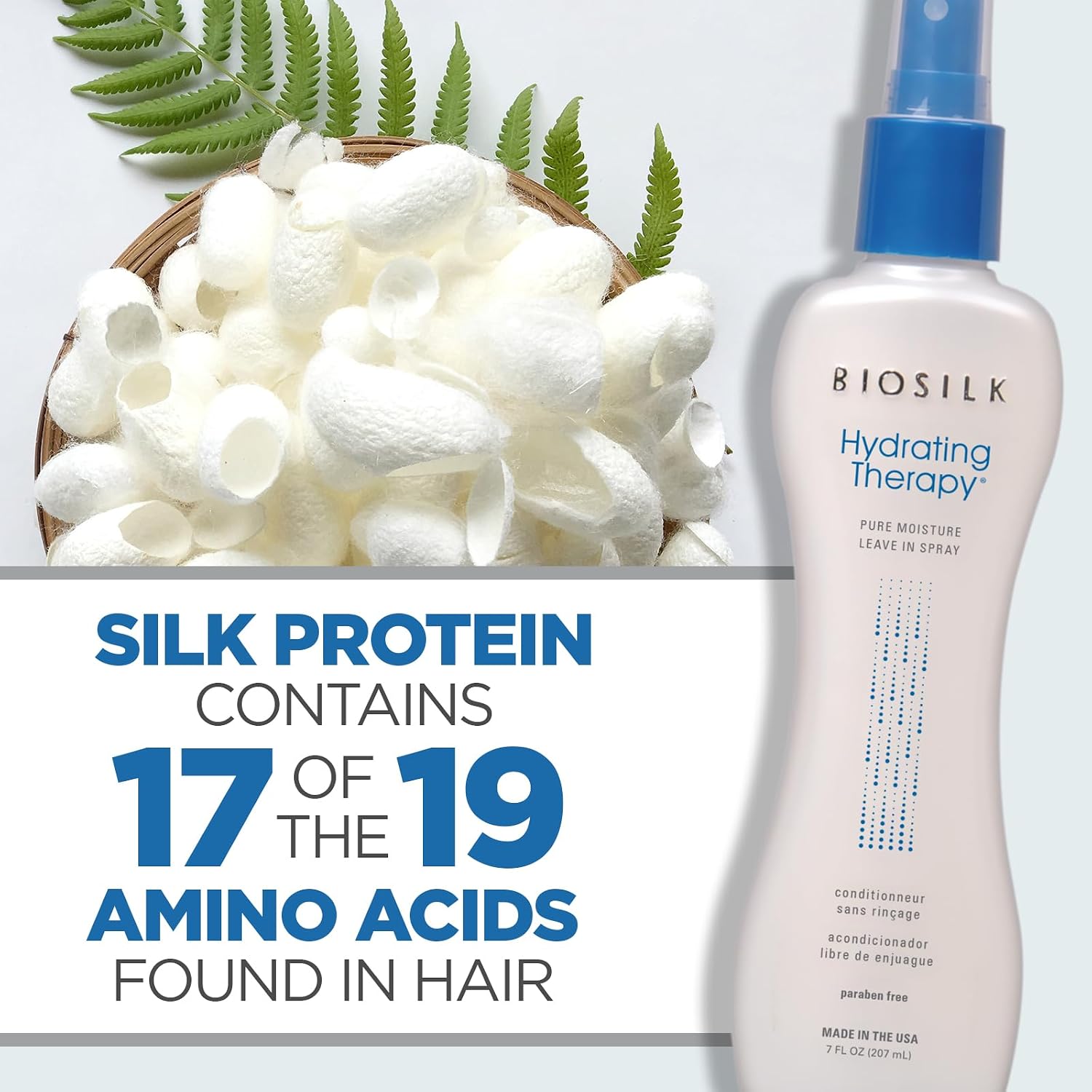 BioSilk Hydrating Therapy Pure Moisture, Leave-In Hair Spray for Frizz Control & Hydration, Adds Shine, Replenishes Hair Moisture, Sulfate-Free