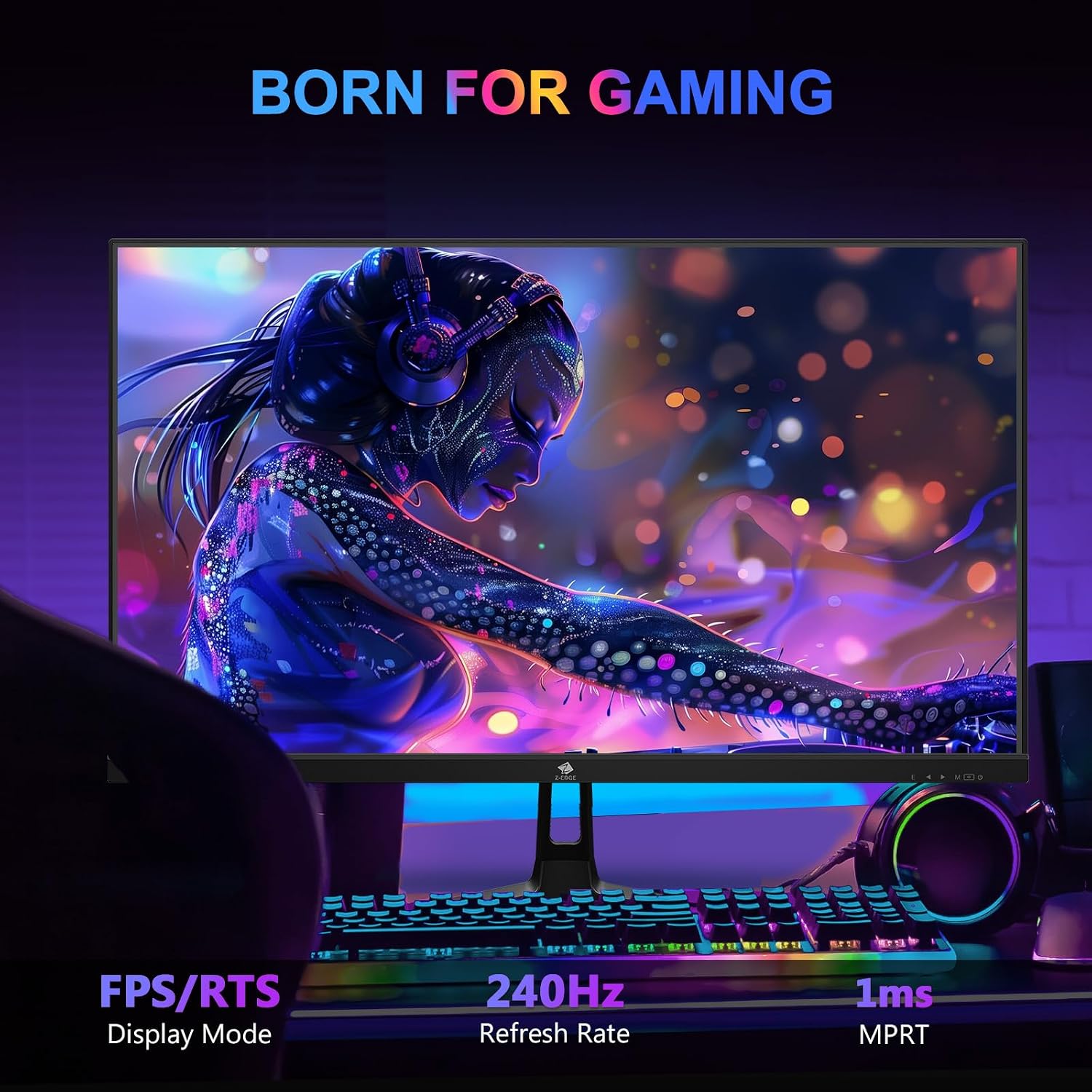 Z-Edge 34 inch WQHD 1440P Curved Gaming Monitor, 240Hz Computer Monitor | AG34P 1500R Frameless 21:9 Curved Screen, Height Adjustable, Office & Gaming, 1ms, Dual DP & HDMI, Metal Stand