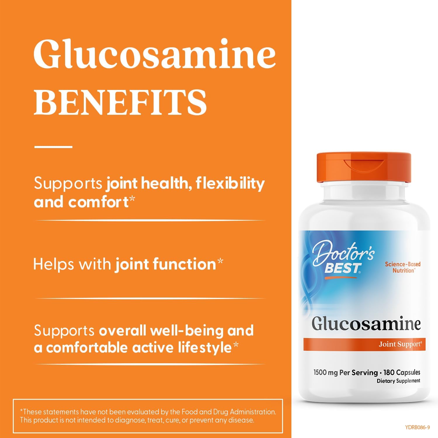 Doctor's Best Glucosamine Supplement for Men & Women - Glucosamine 1500mg Per 2 Capsules, Joint Health Support for Adults, Gluten Free, Non GMO