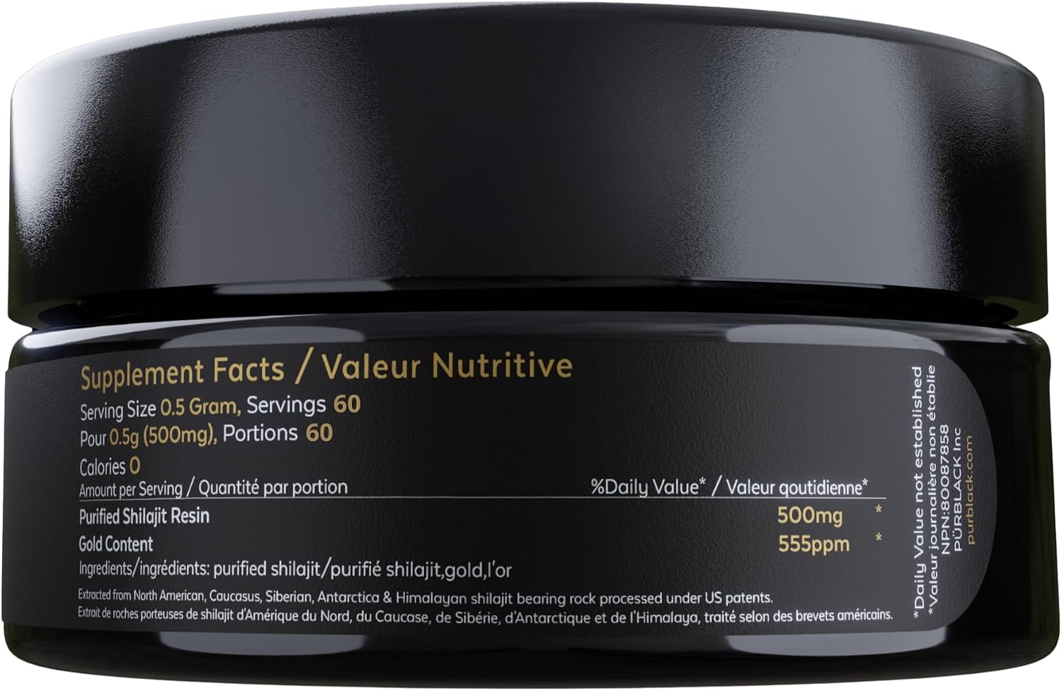 Purblack Pure Shilajit Resin, 85+ Trace Minerals, 60 Servings | Gold-Infused Himalayan Resin for Men&Women | Energy & Immunity Support, Made in USA