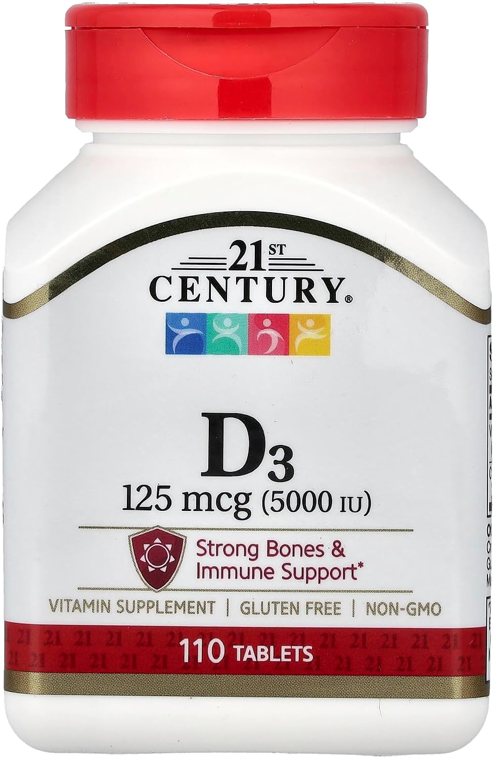 21st Century Vitamin D3 5000 IU Tablets, High Potency, 110 Count | High-Potency Vitamin D3 5000 IU Tablets, Bone Health & Immune System Support, Helps with Calcium Absorption, Gluten Free