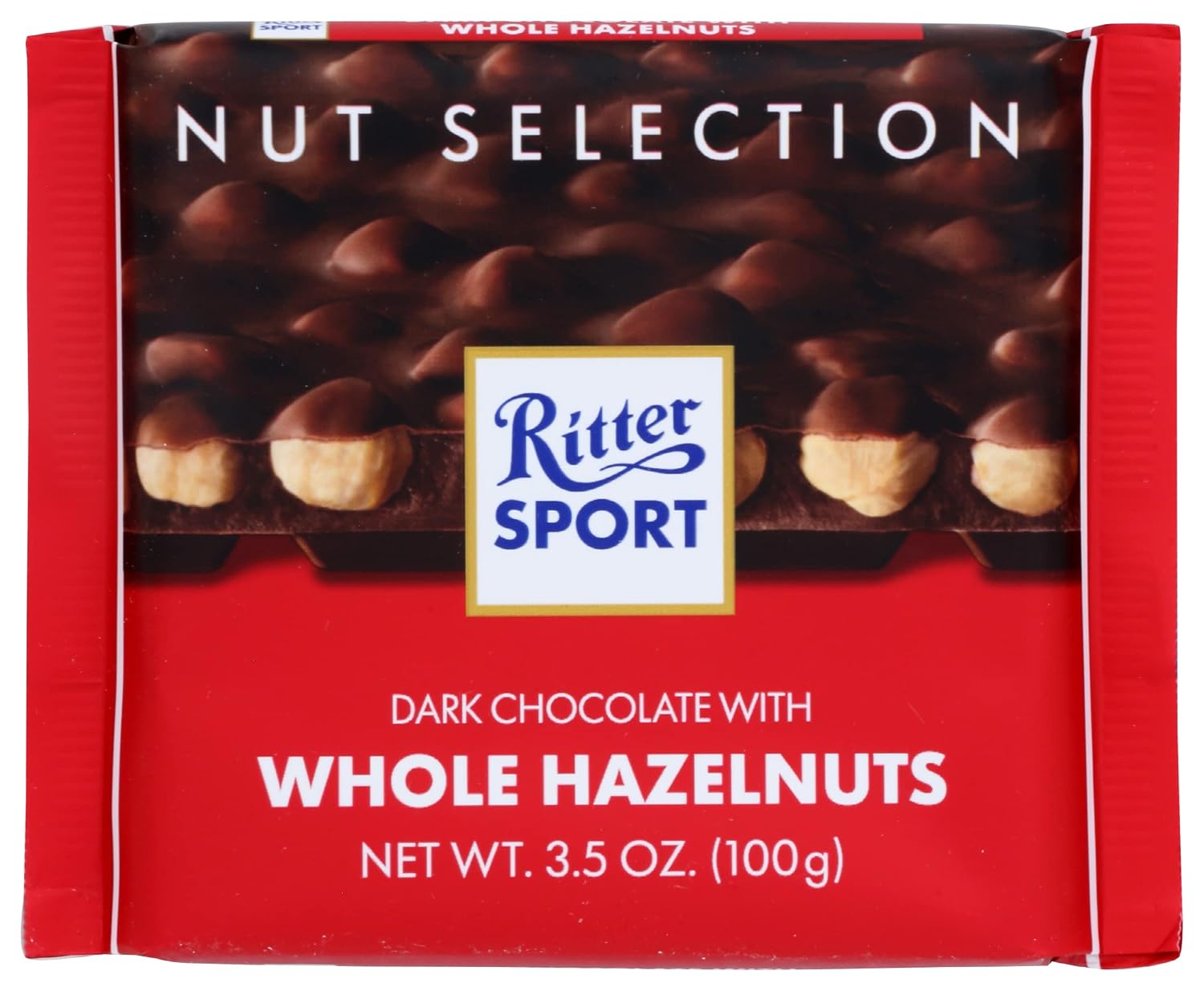 Ritter Sport Chocolate Bars with Nuts (Dark Chocolate with Hazelnuts, 3.5 Ounce (Pack of 10))