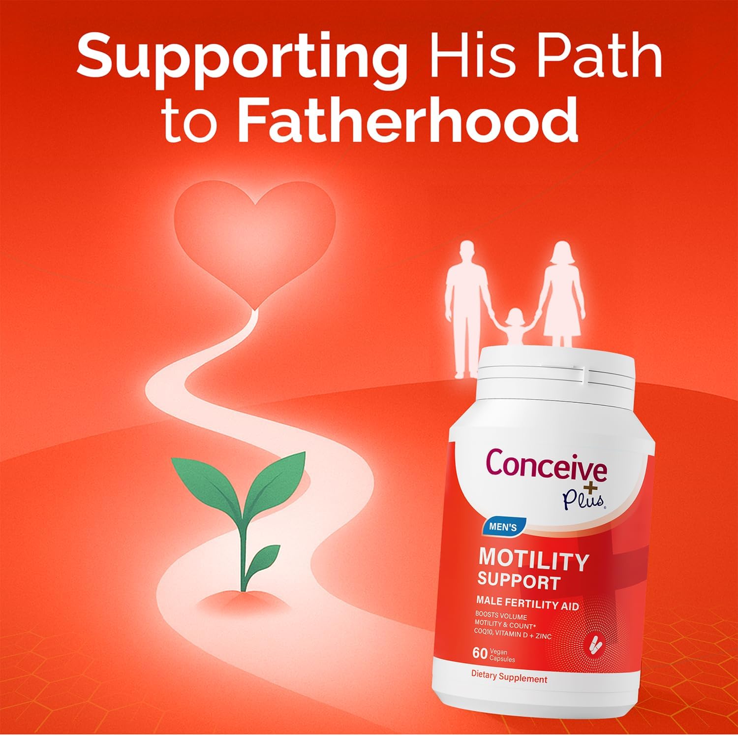 CONCEIVE PLUS Motility Support for Men, Male Fertility Supplement with L Carnitine, CoQ10 and Zinc, 60 Capsules