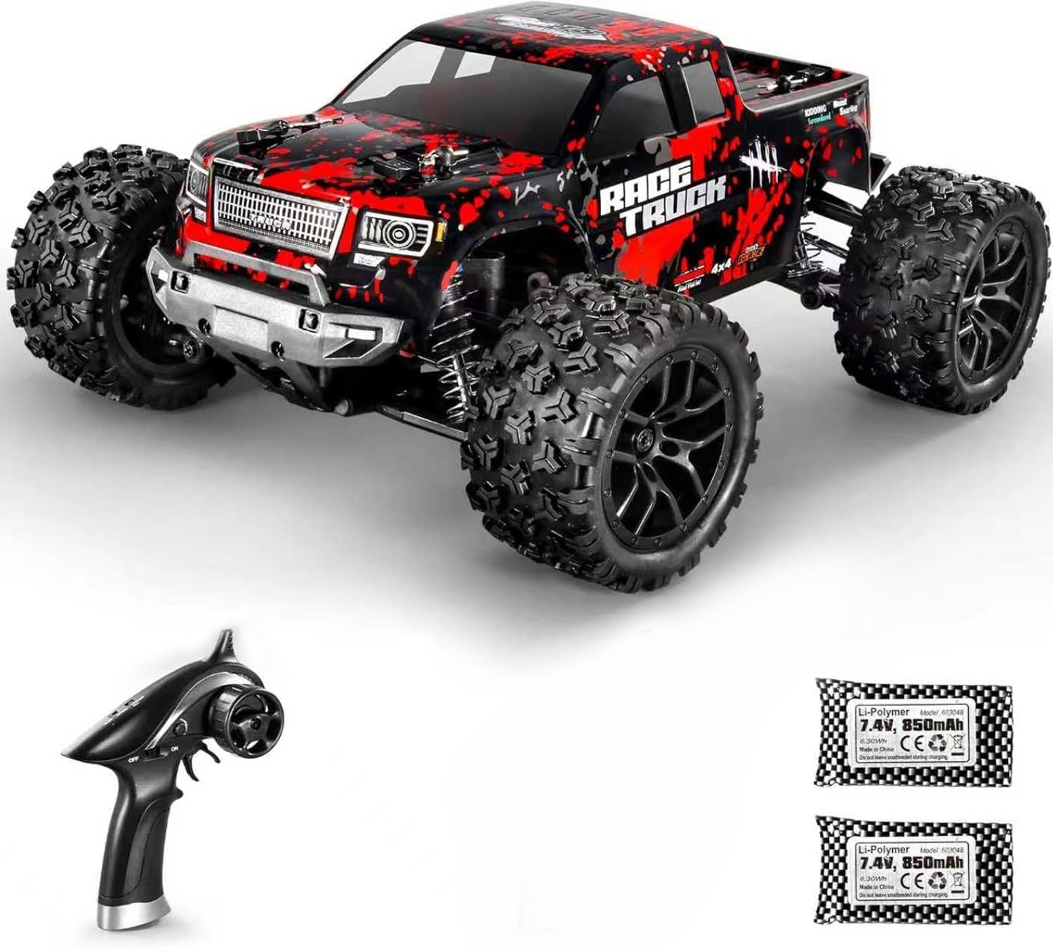 HAIBOXING 1/18 4WD RC Truck 36KM/H Waterproof 2 Batteries 2.4G Remote Car | All-Terrain RC Truck, Independent Suspension, Splash-Proof Electronics