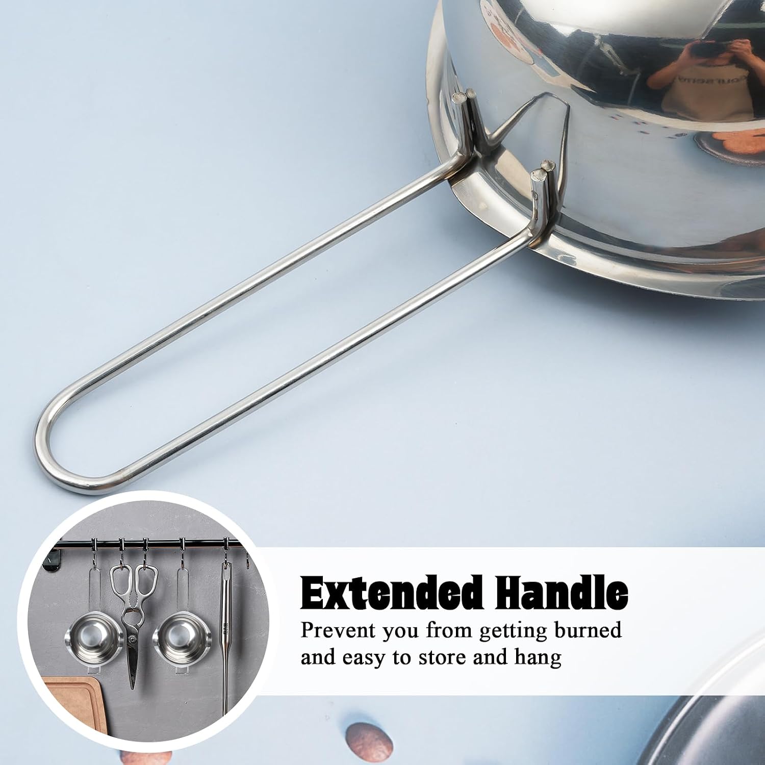 2 Pieces Stainless Steel Double Boiler Pot with 2 Metal Spoon, Chocolate Melting Pot for Melting Chocolate, Butter, Cheese