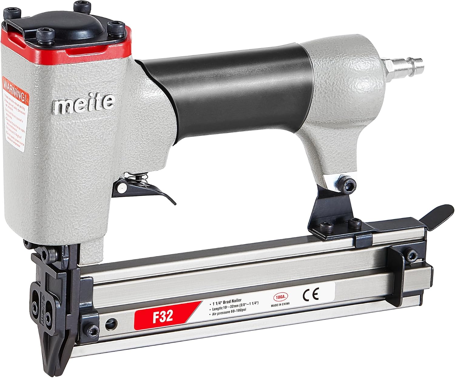 meite F32 Brad Nailer 18 Gauge 3/8" to 1-1/4" Pneumatic Tool for Woodworking Projects