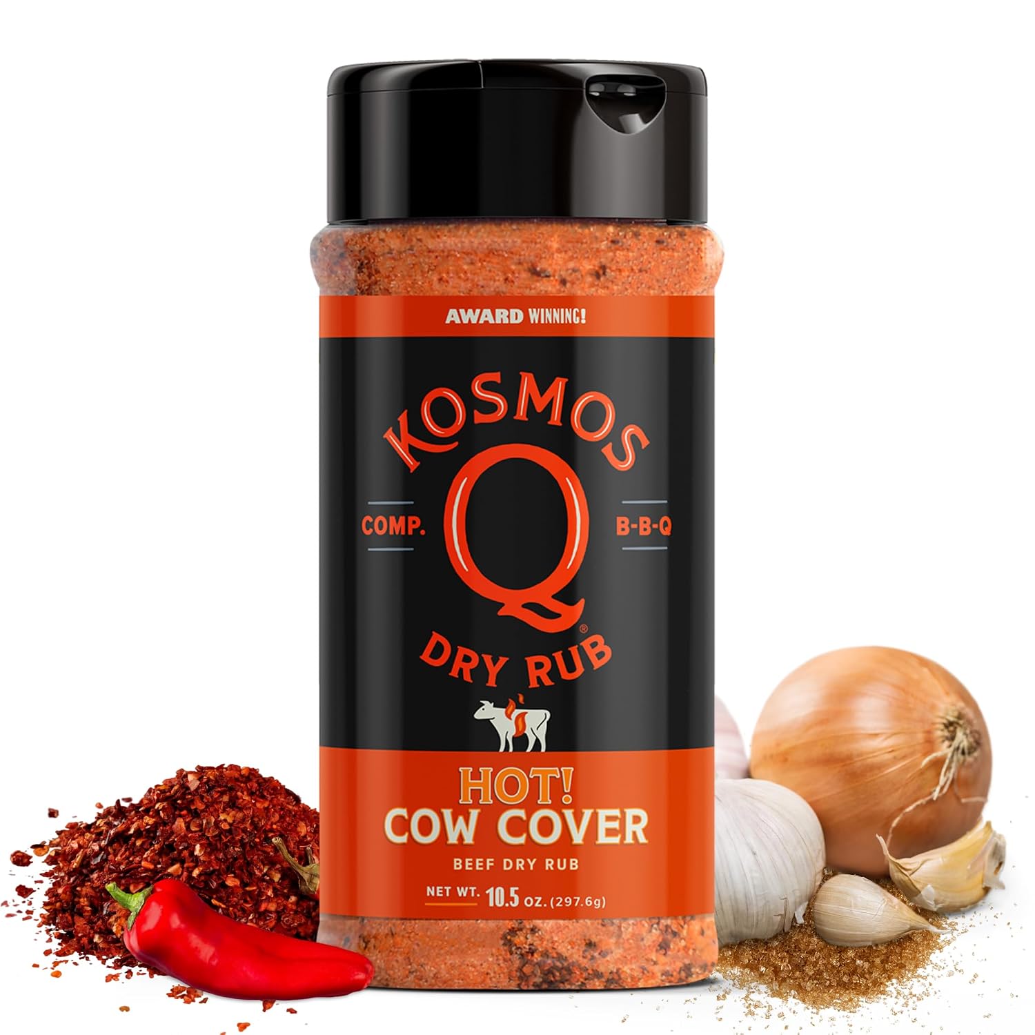 Kosmos Q Hot Dirty Bird BBQ Dry Rub, Spicy Seasoning with Chili Pepper, Brown Sugar, Garlic & Onion for Chicken, Turkey, Ribs, Pork, Dry Rub for Smoking & Grilling Meat, BBQ Spice Blend, 11 Oz Bag