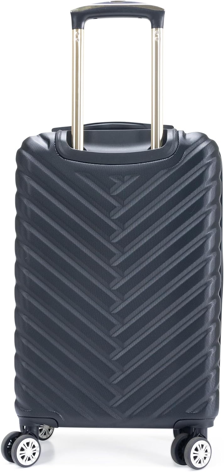 Kenneth Cole REACTION Madison Square Lightweight Hardside Chevron Expandable Spinner Luggage, Black, (28-Inch Checked)