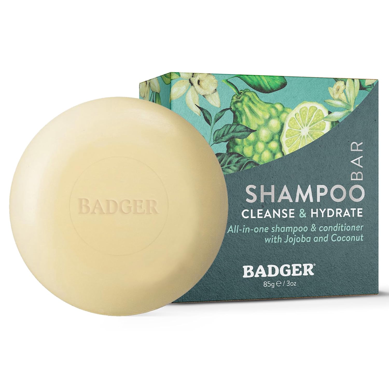 Badger - Jojoba & Baobab Conditioning Shampoo Bar, Natural Vegan Hair Bar, 3 oz
