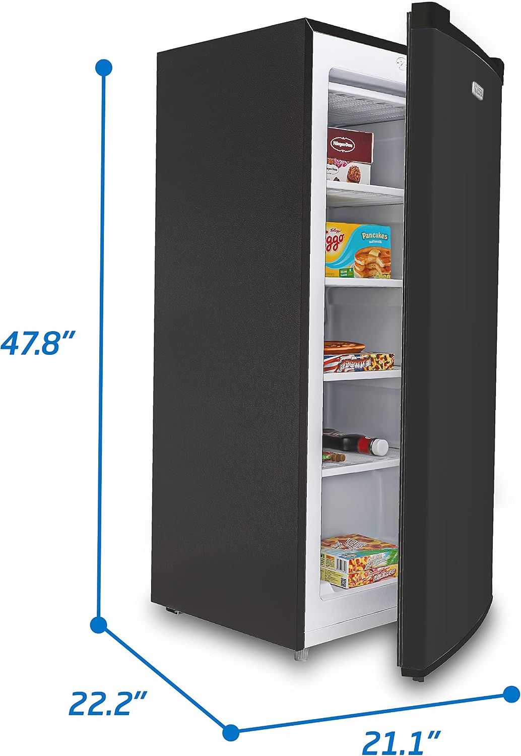 Commercial Cool Upright Freezer, Stand Up Freezer 5 Cu Ft with Reversible Door, Black