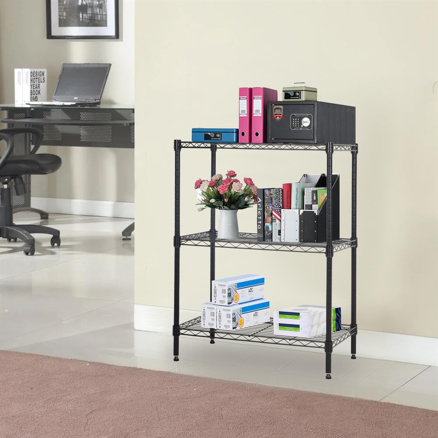 PayLessHere | 6-Tier Wire Shelf with Wheels | 45"x18"x82" | Black