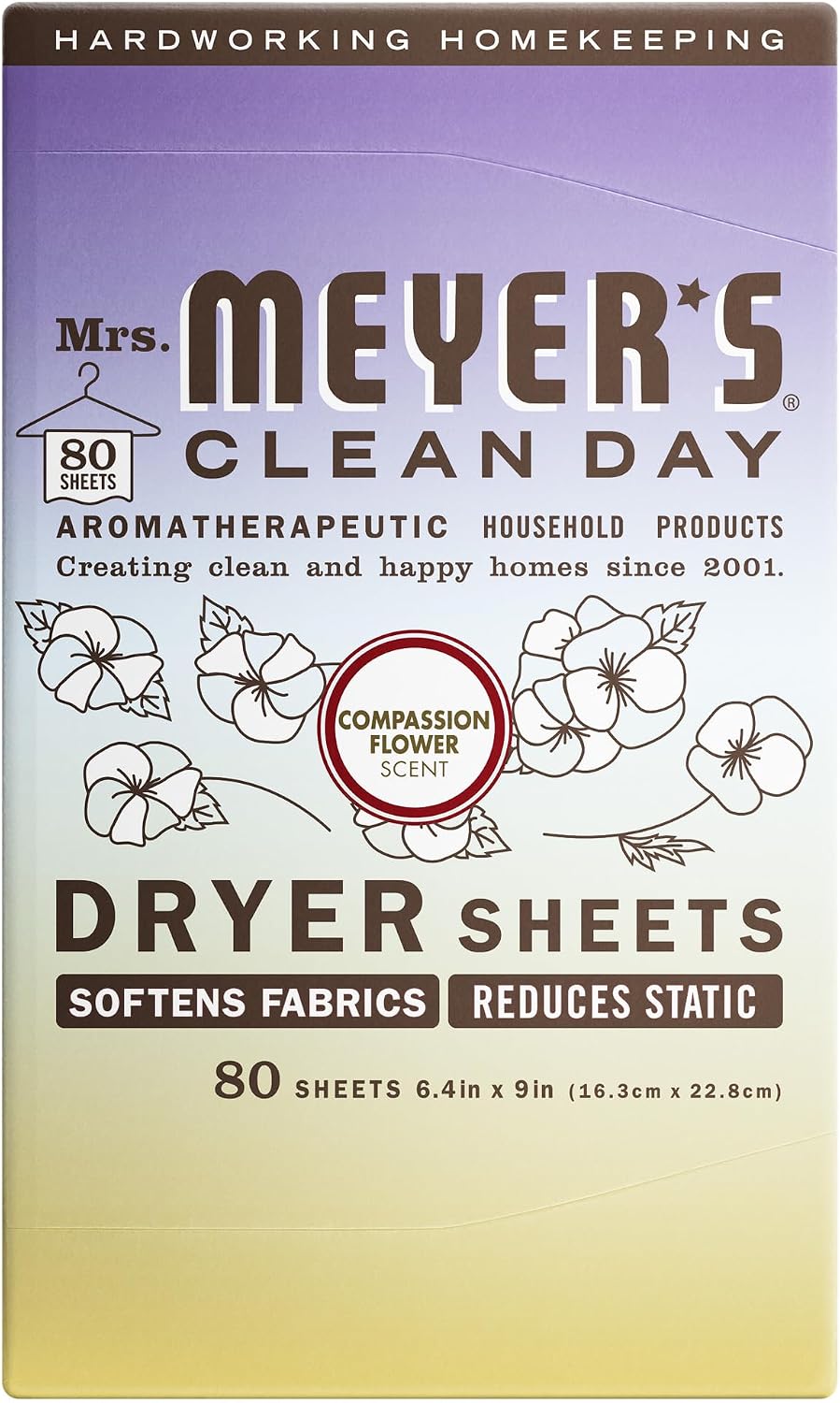 MRS. MEYER'S CLEAN DAY Dryer Sheets, Lavender, 80 ct