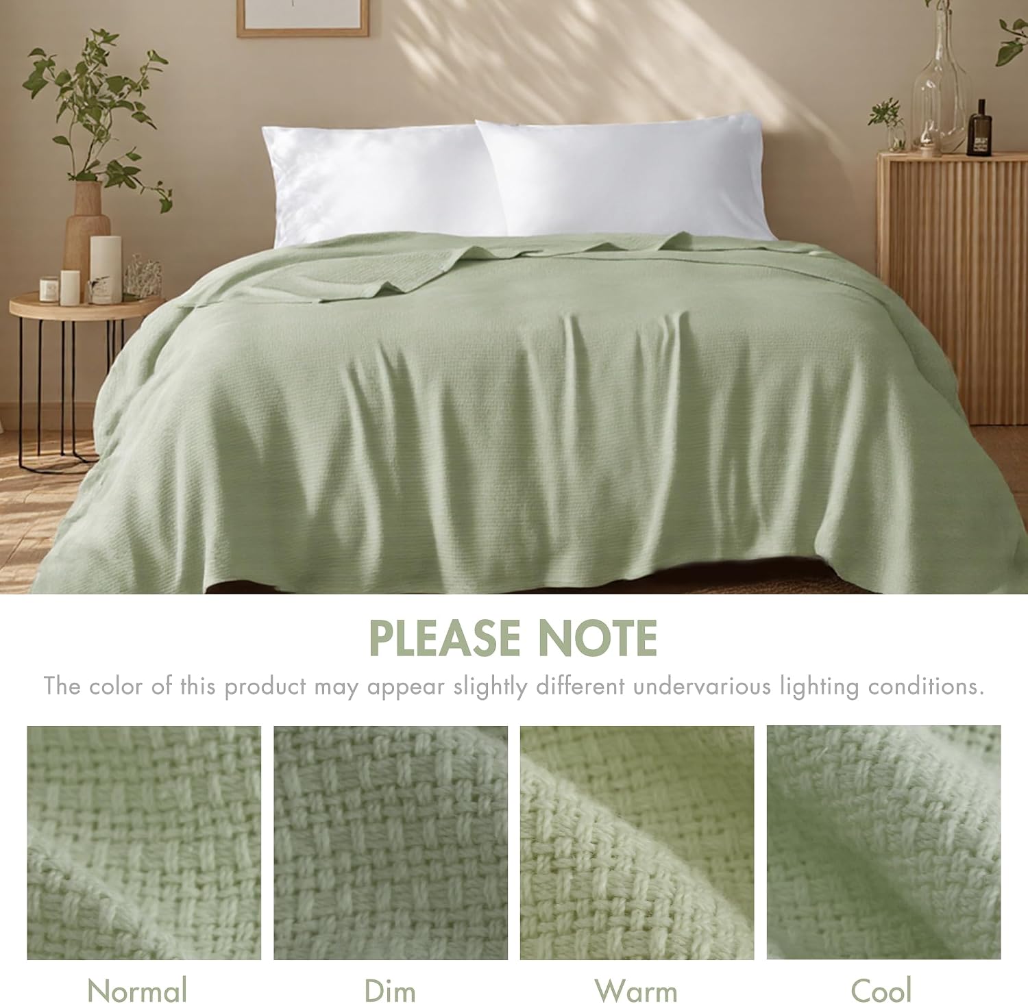 Madison Park 100% Cotton Breathable Queen Size Blanket for Bed, Blue | Freshspun Basketweave, All Season, Farmhouse Classic Bed Cover Full for Summer, OEKO TEX, Warm Home Essential For Couch, Sofa