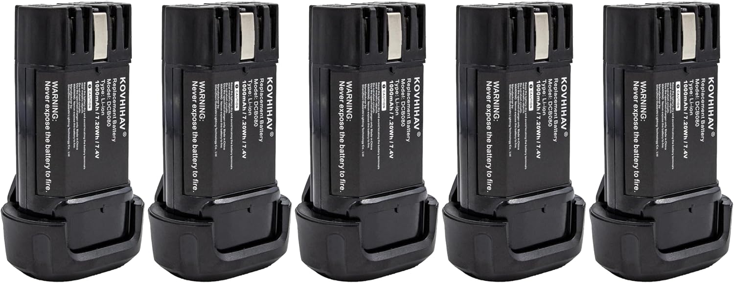 5 Pack DCB080 8v max Battery Compatible with DCF680 DCF680N1 DCF680N2 DCF682 DCB095