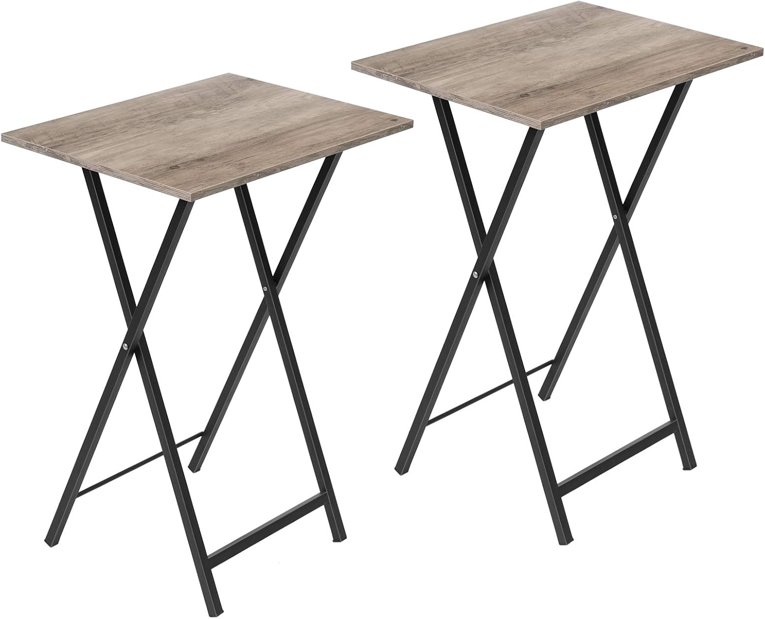 HOOBRO Folding TV Tray Tables, Set of 2 Side Table for Small Space, Industrial Snack Tables for Eating at Couch, Stable Metal Frame, Easy Assembly